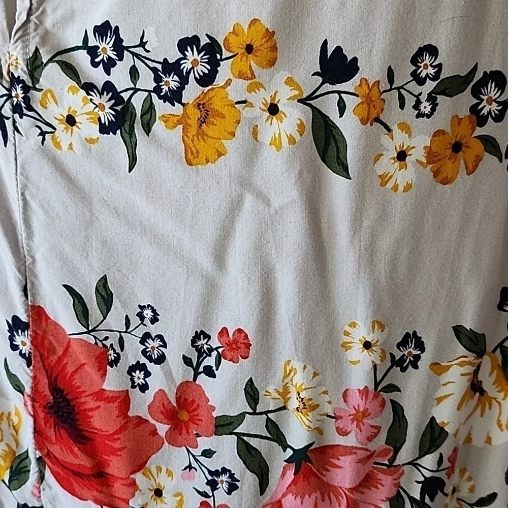Old Navy gray floral pattern dress with elbow length sleeves - Picture 6 of 14